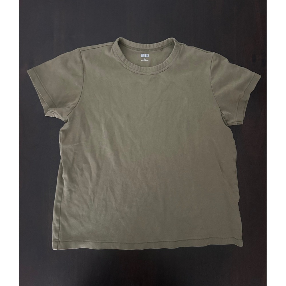 Uniqlo U Womens Crew Neck Short Sleeve T-Shirt Olive Green XL Christophe Lemaire